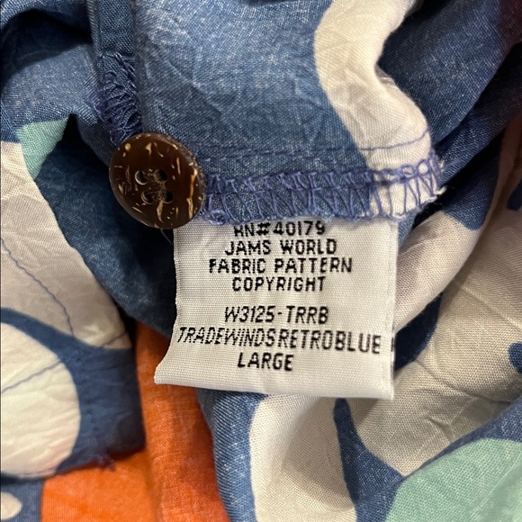 Jams World Surf Line Hawaii Tradewinds Retro Blue 100% Rayon Dress Large - Picture 9 of 10